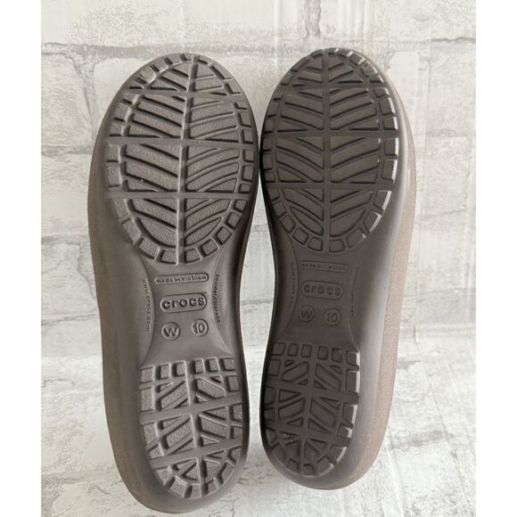 Crocs Women’s Brown Mammoth Lined Ballet Flats Faux Fur Cozy Skimmer Shoes Sz 10 - Picture 5 of 6